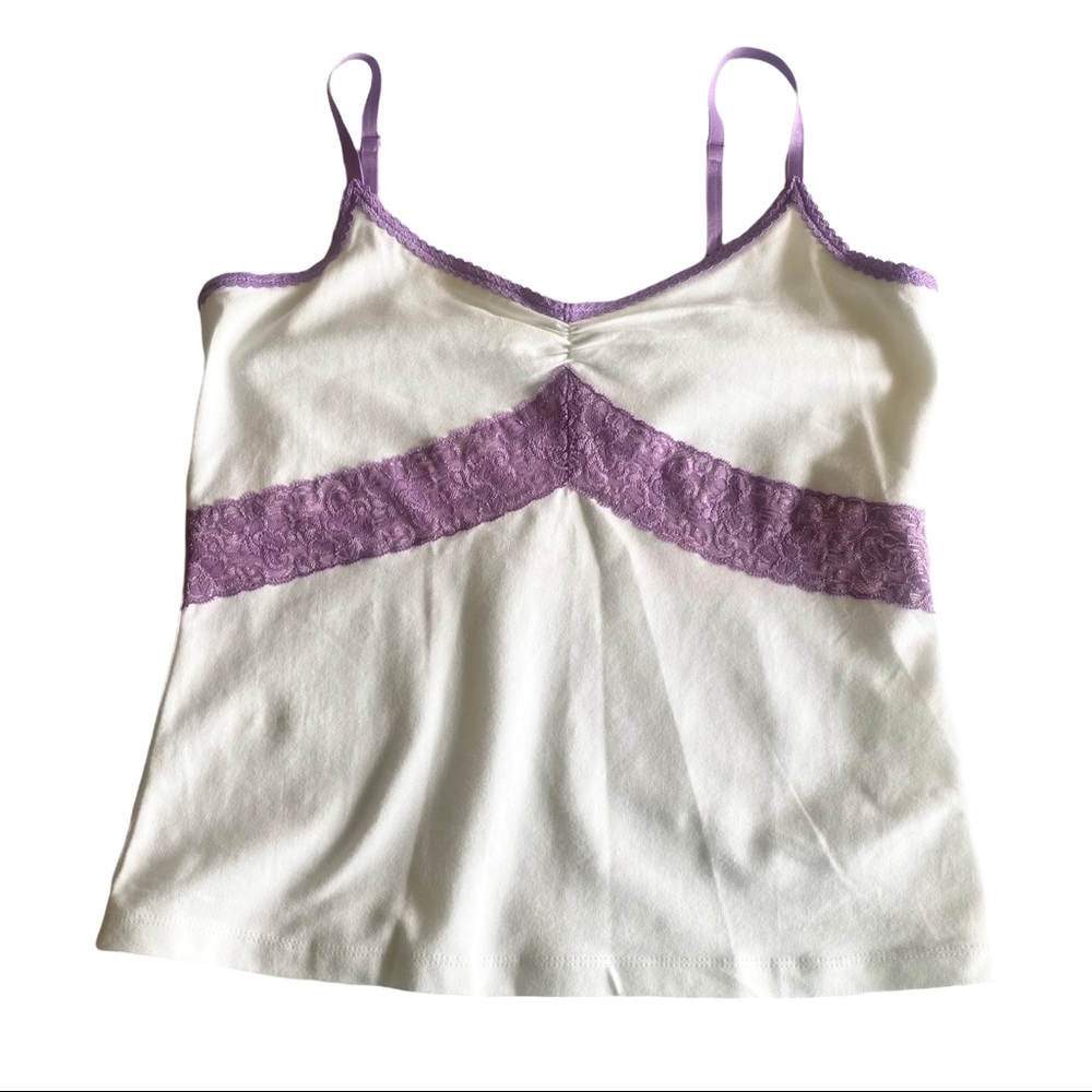 Moda International White & Purple Lace Bralette Tank Top - Picture 4 of 10